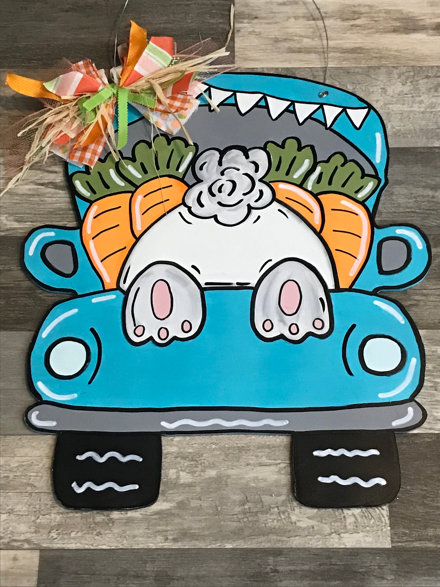 Vintage Truck with Easter Bunny - Doorhangerjunction